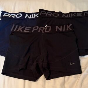 Nike Pro Black and Navy Shorts Trio